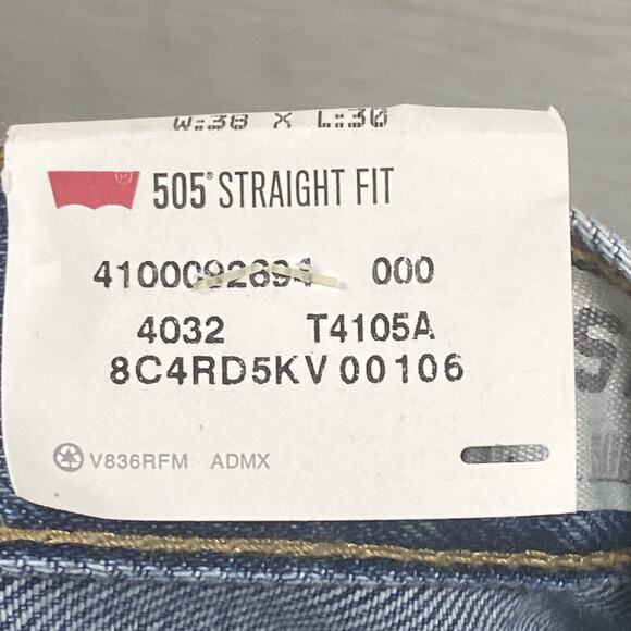 Levis 505 Jeans Mens 38x30 (38x31) Straight Fit Denim Zipper Fly 00505-4891 NWT - Picture 6 of 9